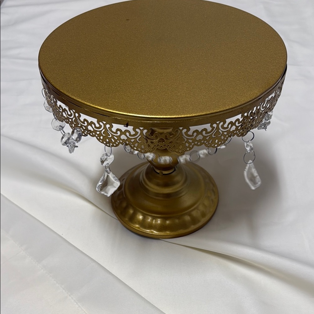 Metric Gold Cake Stand with Crystal Accents #697 - Picture 1 of 4